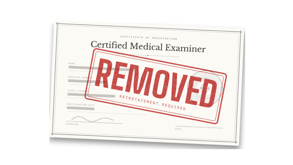DOT Examiner National Registry Emergency Removal